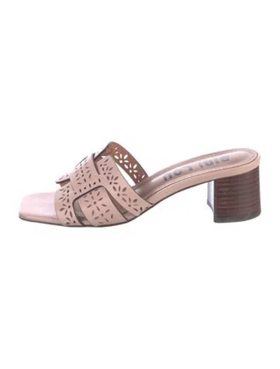 Pre-owned Bibi Lou Leather Lace Pattern Slides In Pink