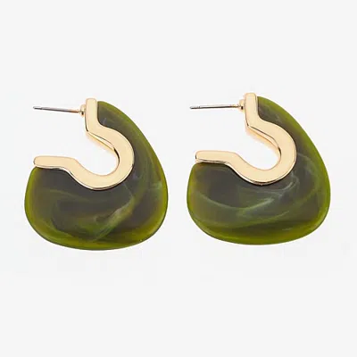 Bijoux Bar Womens 1 1/2 Inch Hoop Earrings In Green