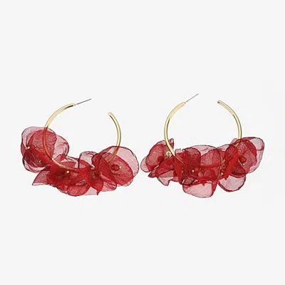 Bijoux Bar Womens 2 Inch Hoop Earrings In Red