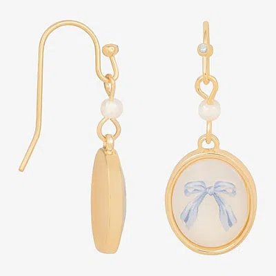 Bijoux Bar Womens Bow Drop Earrings In Yellow