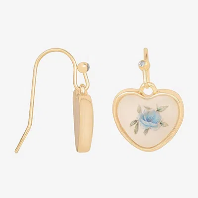 Bijoux Bar Womens Heart Drop Earrings In Yellow