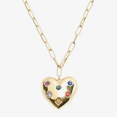 Bijoux Bar Womens Multi Color Heart 24 Inch Pendant Necklace In Yellow