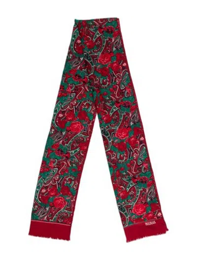 Pre-owned Bill Blass Silk Paisley Print Scarf In Red