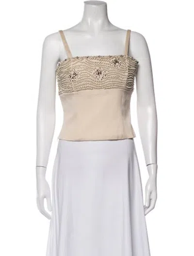 Pre-owned Bill Blass Silk Patterned Top In Neutrals