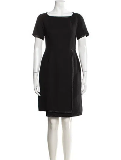 Pre-owned Bill Blass Square Neckline Knee-length Dress In Black