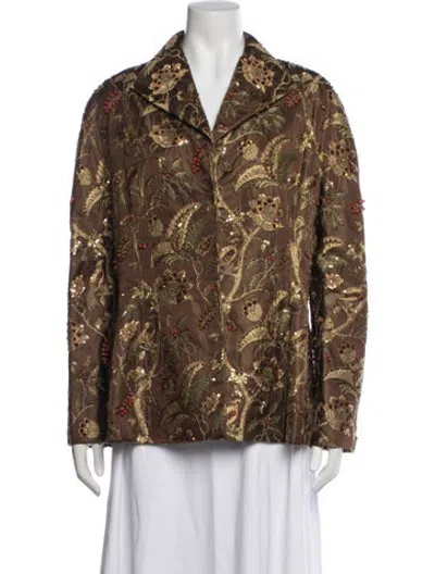 Pre-owned Bill Blass Vintage 2000's Jacket In Brown/gold
