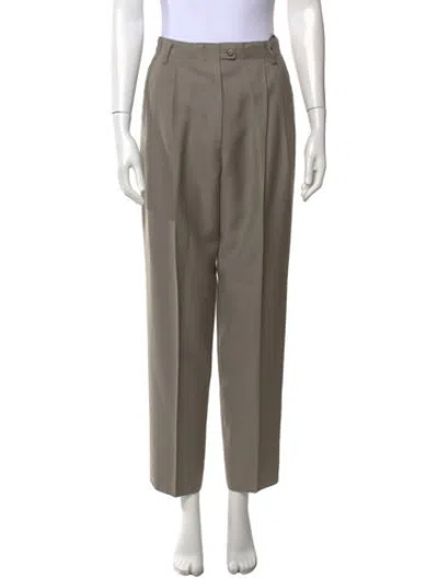Pre-owned Bill Blass Wool Straight Leg Pants In Neutrals