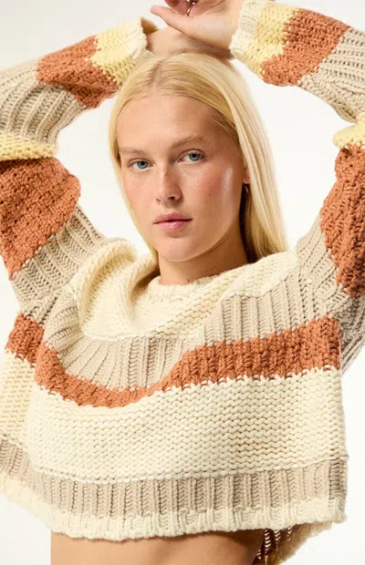 Billabong Women's Mix Up Striped Crew Neck Sweater In Multi