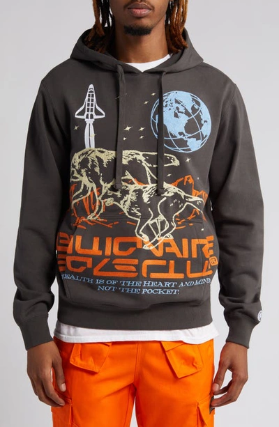 Billionaire Boys Club Hunt For The Moon Embroidered Hoodie In Asphalt