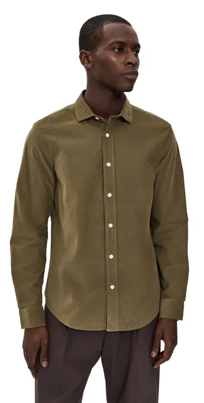 Billy Reid Corduroy Cedar Shirt Olive In Green