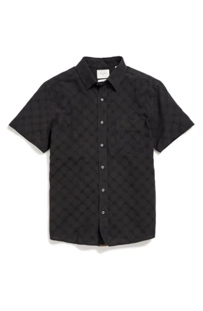 Billy Reid Cypress Jacquard Short Sleeve Button-up Shirt In Black