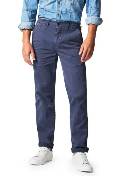 Billy Reid Flat Front Strech Cotton Chinos In Carbon Blue