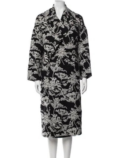 Pre-owned Billy Reid Floral Print Coat In Black