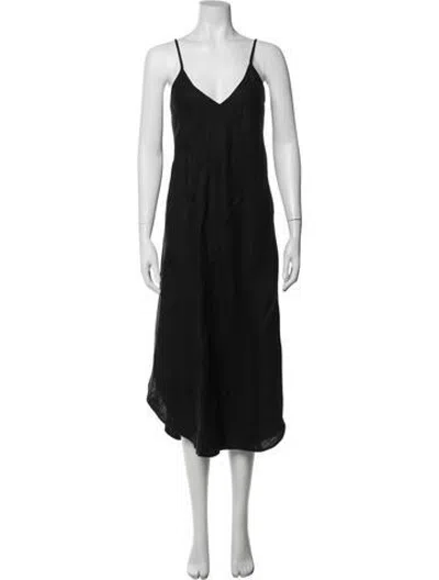 Pre-owned Billy Reid Linen Midi Length Dress In Black