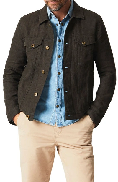 Billy Reid Linen Trucker Jacket In Brown