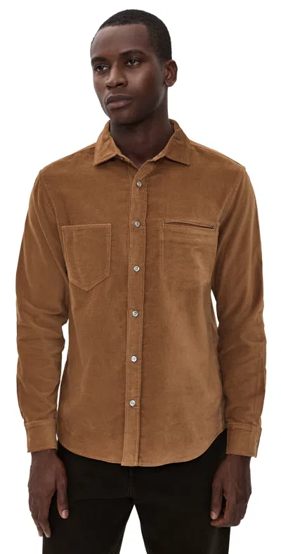 Billy Reid Moleskin Corduroy Cochran Shirt Tobacco In Brown