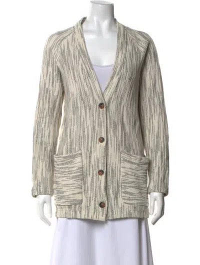 Pre-owned Billy Reid Patterned Open Front Sweater In Neutrals