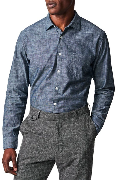 Billy Reid Pickwick Organic Cotton Chambray Button-up Shirt In Blue
