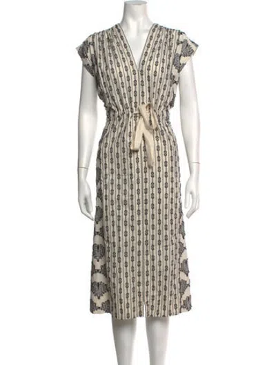 Pre-owned Billy Reid Printed Midi Length Dress In Neutrals