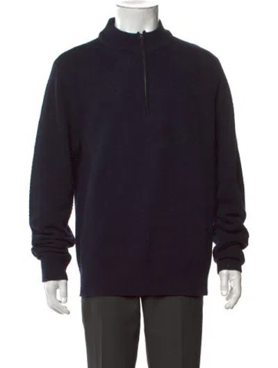 Pre-owned Billy Reid Wool Mock Neck Pullover In Blue