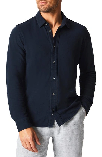 Billy Reid Yellowhammer Cotton & Linen Knit Button-up Shirt In Blue