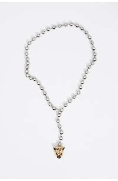 Bimba Y Lola Chain Necklace With Panther Head In Silver