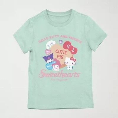 Bioworld Little & Big Kid Girls Crew Neck Short Sleeve Hello Kitty Graphic T-shirt In Green
