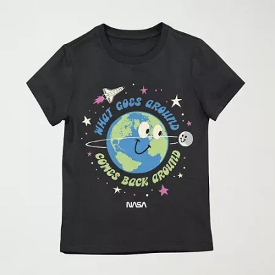 Bioworld Little & Big Kid Girls Crew Neck Short Sleeve Nasa Graphic T-shirt In Black