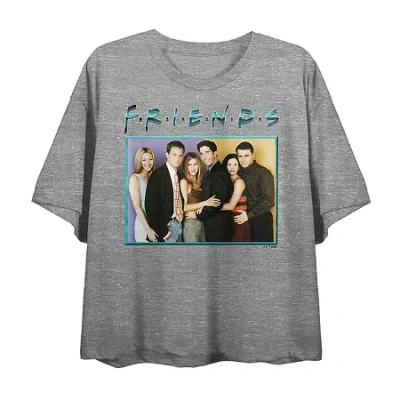 Bioworld Womens Crew Neck Short Sleeve Friends Crop Top In Grey
