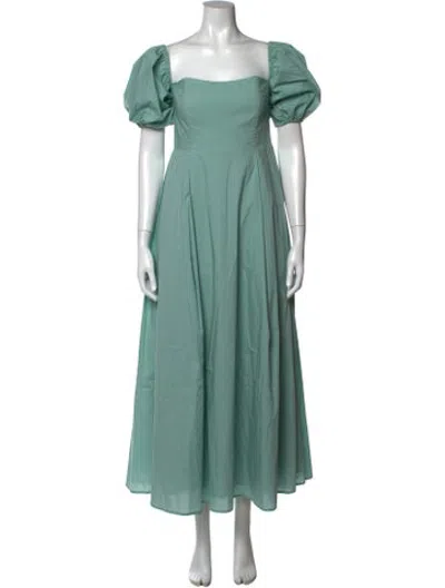 Pre-owned Bird & Knoll Square Neckline Long Dress In Blue