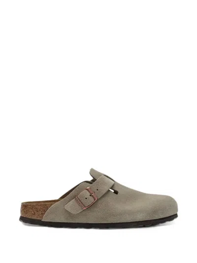 Birkenstock Boston Soft-footbed Suede-leather Slippers In Neutral