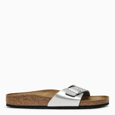 Birkenstock Silver Madrid Birko-flor Sandals In Silver Leather