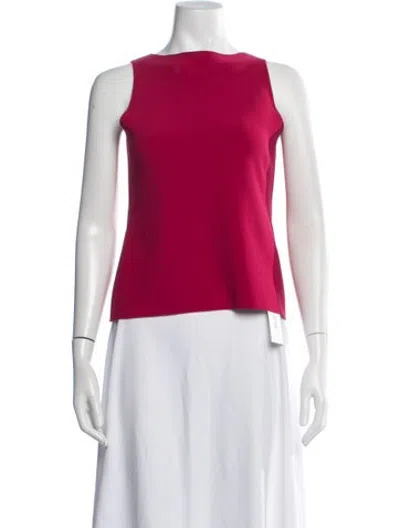 Pre-owned Birrot Bateau Neckline Sleeveless Top In Red