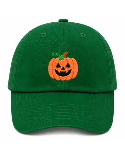 Bits & Bows Adult Pumpkin Baseball Hat In Green