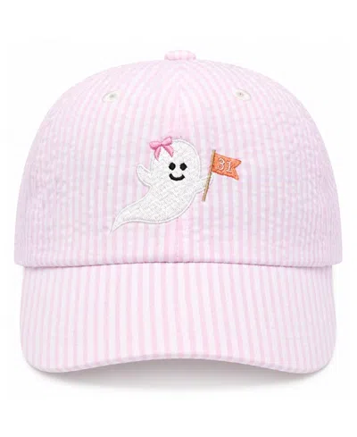 Bits & Bows Kids' Girls' Ghost Seersucker Bow Baseball Hat In Pink