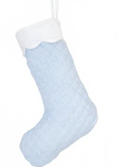 Bits & Bows Quilted Seersucker Christmas Stockings In Light Blue