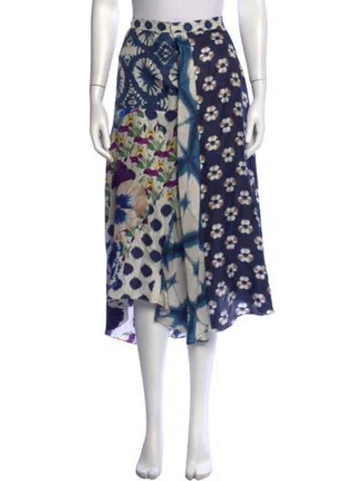 Pre-owned Biyan Silk Midi Length Skirt In Blue