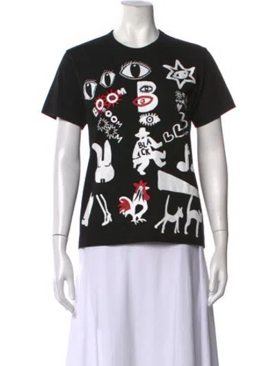 Pre-owned Black Comme Des Garçons Graphic Print Crew Neck T-shirt In Black