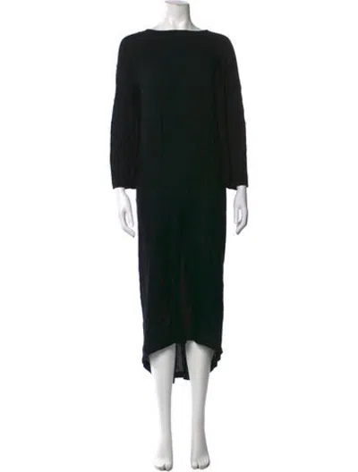 Pre-owned Black Crane Bateau Neckline Midi Length Dress In Black
