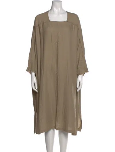 Pre-owned Black Crane Square Neckline Midi Length Dress In Neutrals