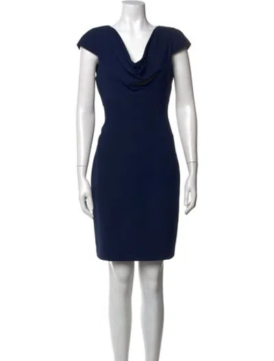 Pre-owned Black Halo Cowl Neck Knee-length Dress In Blue