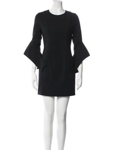 Pre-owned Black Halo Crew Neck Mini Dress In Black