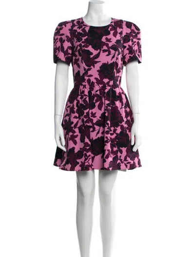 Pre-owned Black Halo Floral Print Mini Dress In Pink