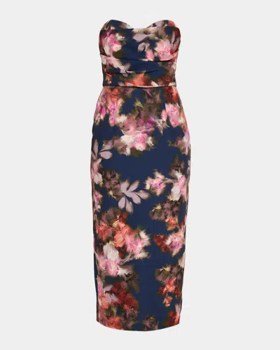 Black Halo Leonora Strapless Floral Sweetheart Midi Dress In Multi