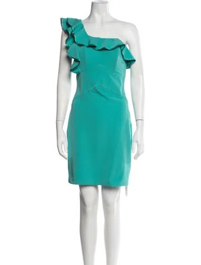 Pre-owned Black Halo One-shoulder Mini Dress In Green