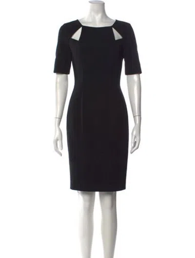 Pre-owned Black Halo Square Neckline Knee-length Dress In Black/blue