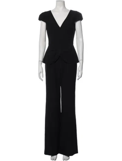 Pre-owned Black Halo V-neck Jumpsuit In Black