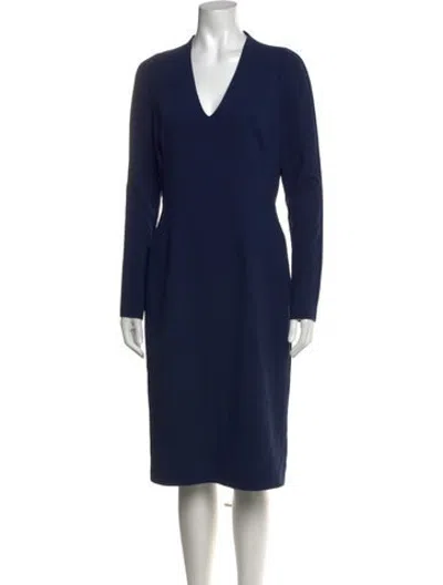 Pre-owned Black Halo V-neck Knee-length Dress In Blue