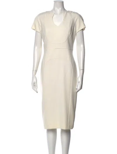 Pre-owned Black Halo V-neck Knee-length Dress In Neutrals
