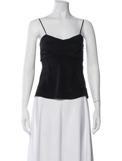 Pre-owned Black Iris Silk V-neck Top W/ Tags In Black